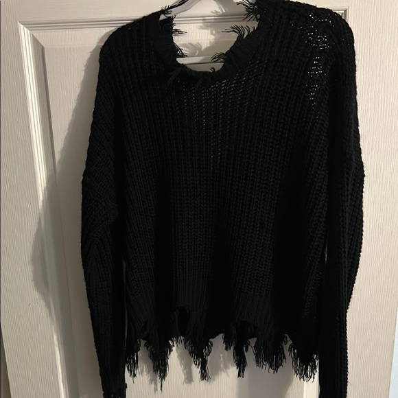 Black Distressed Sweater - Picture 4 of 4